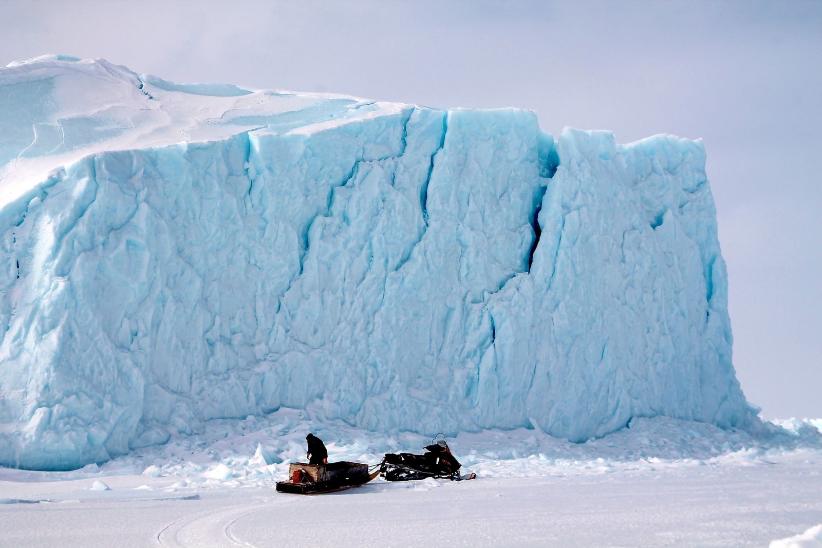 collecting iceberg ice for drinking water