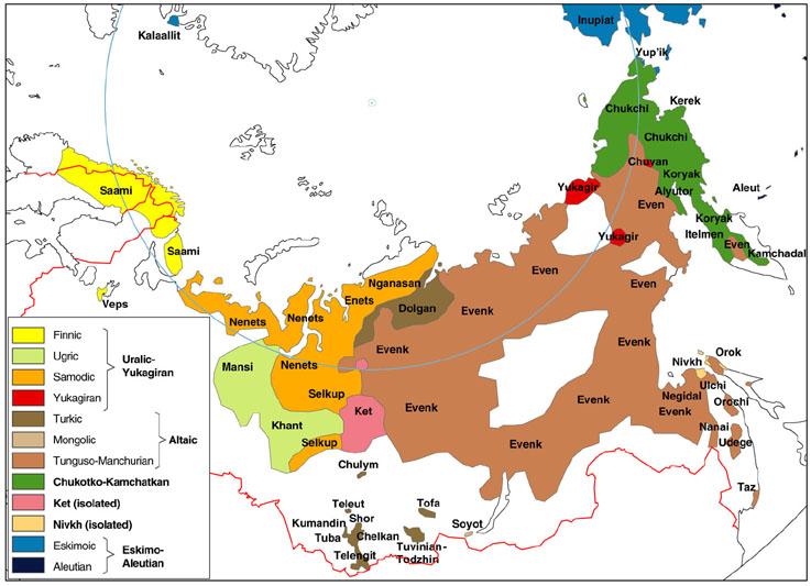 Map of Indigenous Peoples of Siberia
