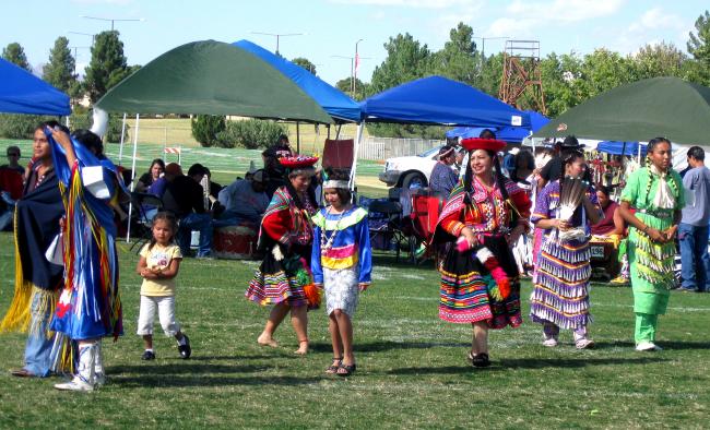Indians of different tribes celebrate their identity when they meet at a university powwow.